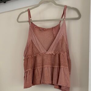 POL tiered waffle knit tank top